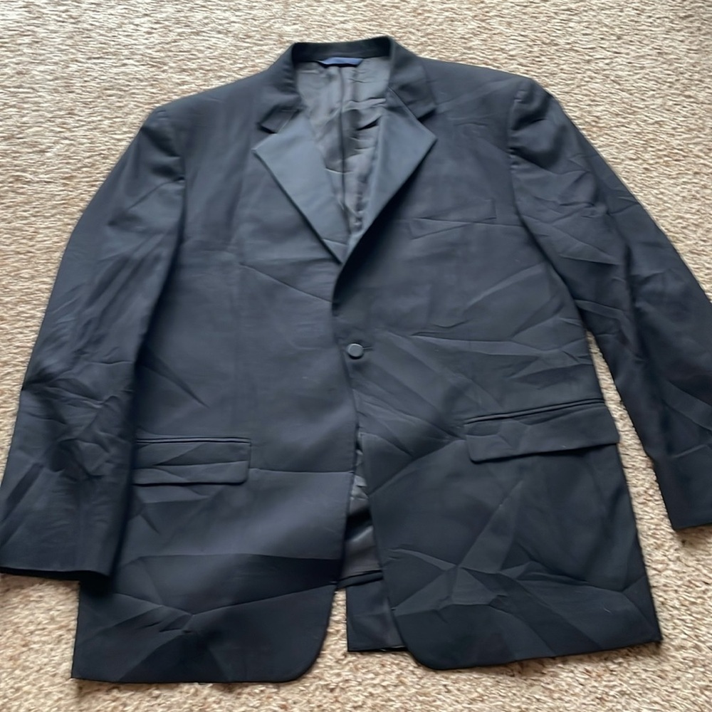 Burberry black wool blazer/ tuxedo jacket size 43 regular